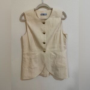 Antonio Melani Sleeveless Cream Button-Up Vest and Skirt Set